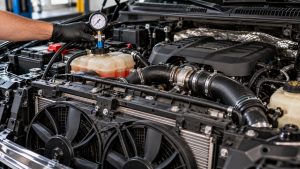 Ford Expedition cooling system pressure test for overheating and coolant leaks in Allen, TX